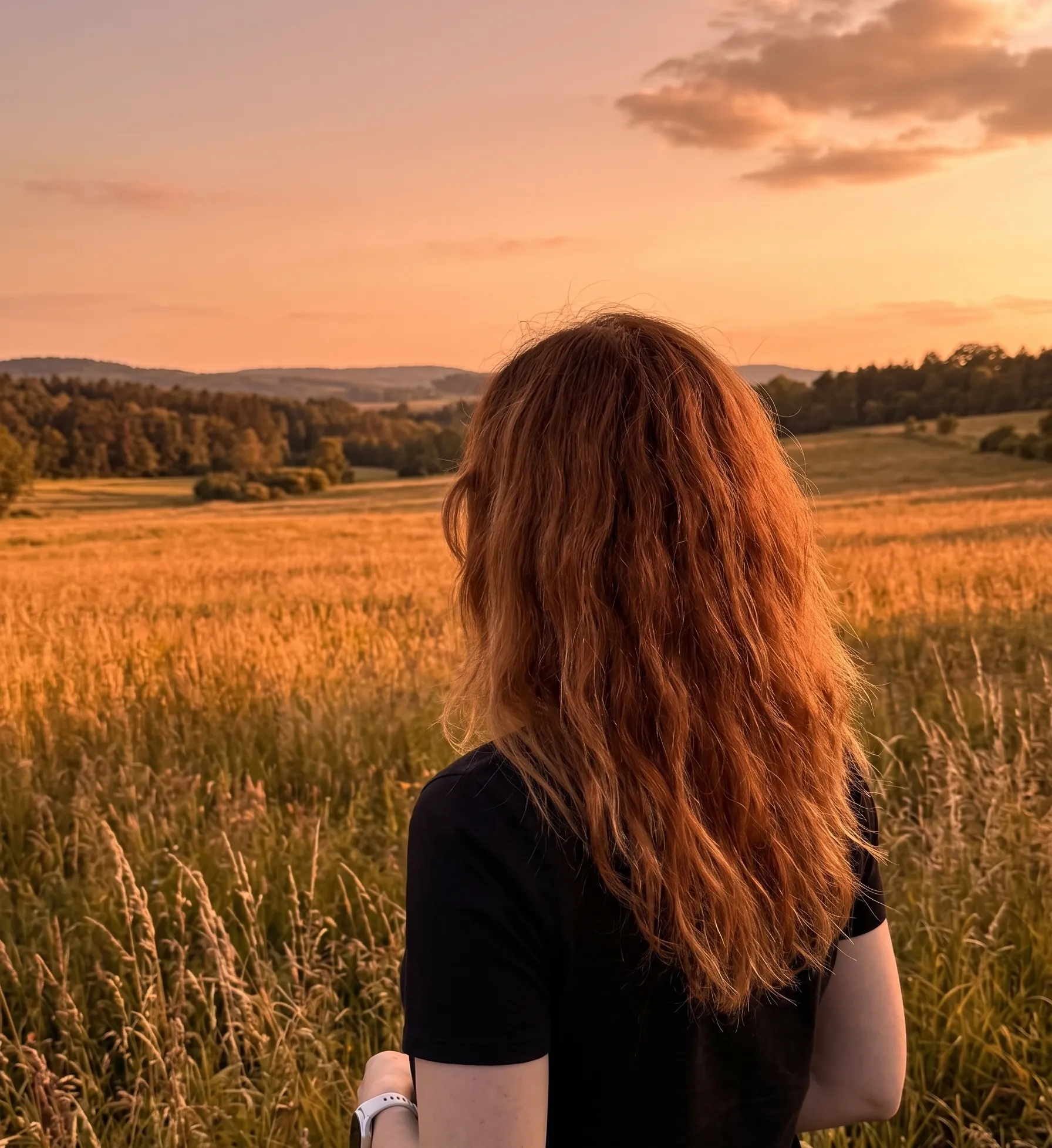 Doris Kuba blickt über ein sommerliches Feld